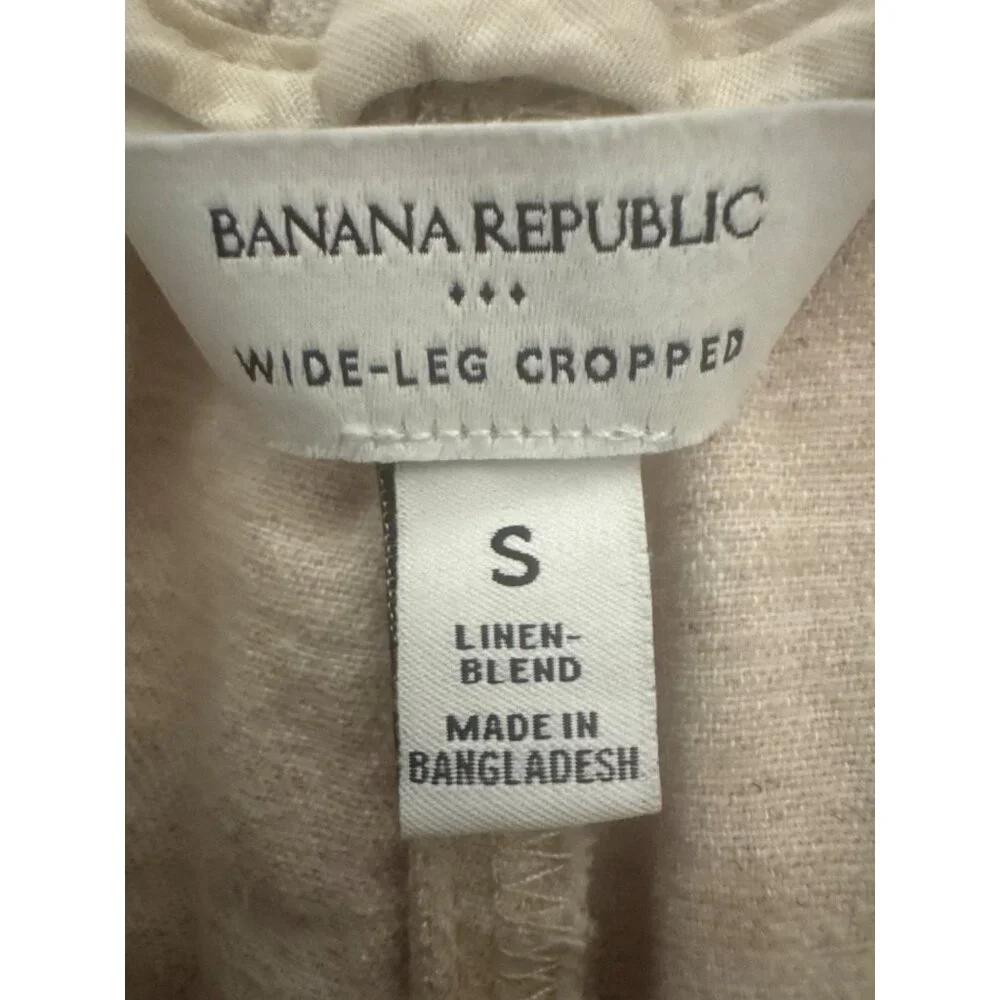 Banana Republic Wide Leg S Cropped Linen Blend Pants Soft Neutral Comfortable - Picture 5 of 16